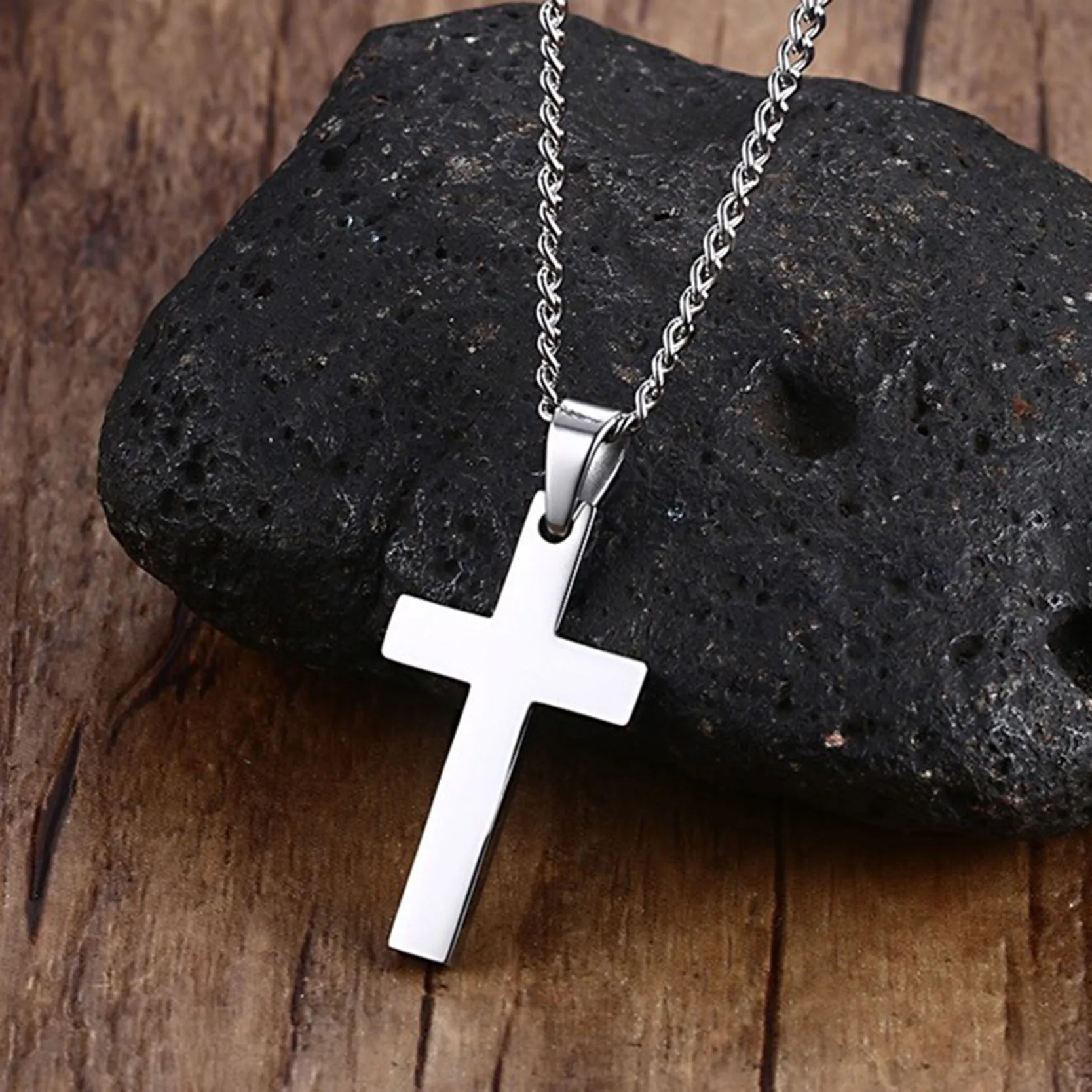 

Jiayiqi Men's Cross Pendant Necklace Stainless Steel Necklace Statement Jewelry Link Chain Retro Punk Jesus Religious Christian