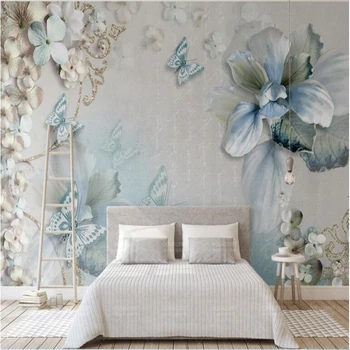 

beibehang papel de parede 3d Custom sticker wallpaper beautiful floral shell wallpaper butterfly wallpaper for walls in rolls