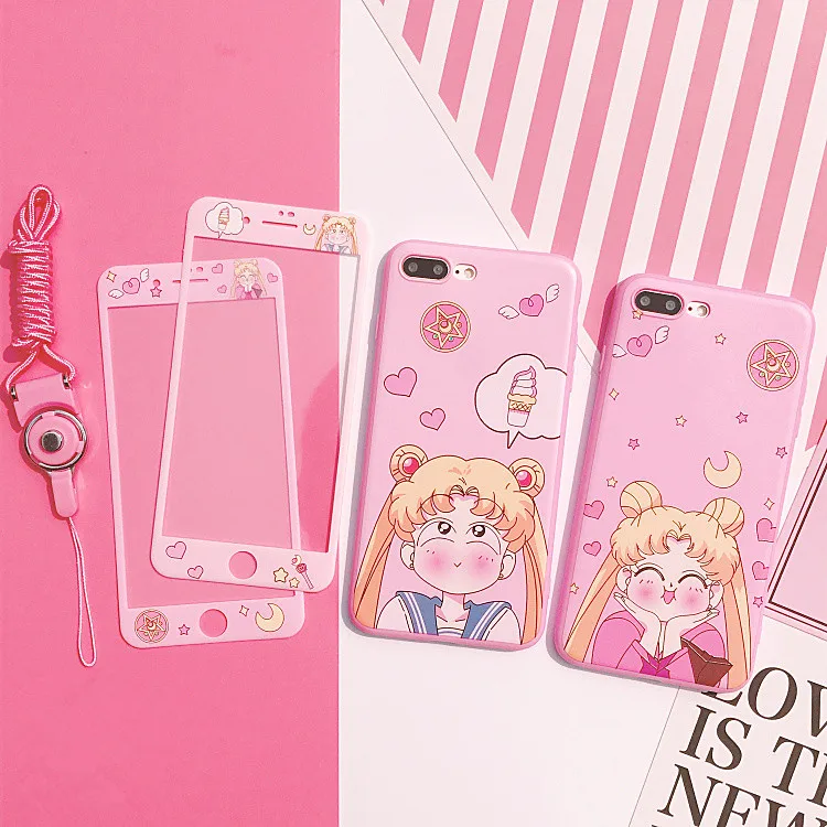 Чехол Sakura для iphone X Cardcaptor+ Защитная пленка для экрана из закаленного стекла для iphone 6 6s Plus 7 7plus 8 8plus Сейлор Мун