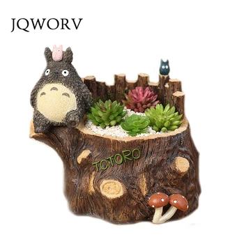 

JQWORV Creative Totoro Flower Pot Resin Flowerpot Succulent Plants Planter Pot Mini Maceteros Home Garden Decoration planting