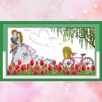 

JoySunday wedding cross stitch kits needlework set together DMC14CT11CT cotton fabric livingroom bedroom decoration wholesale
