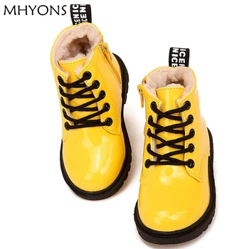 

2018 New Winter Children Shoes PU Leather Waterproof Martin Boots Kids Snow Boots Brand Girls Boys Rubber Boots Fashion Sneakers