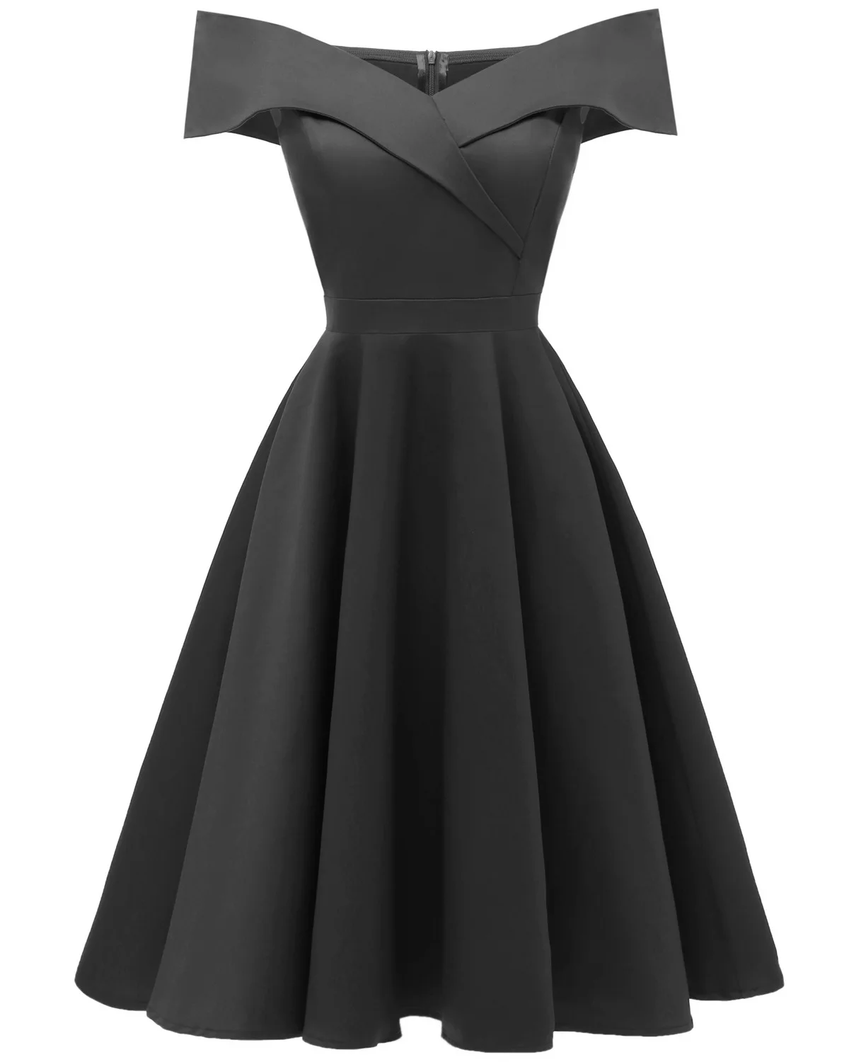 

Spring Summer High-end Women Dresses Elegant A-line Vintage Slash Neck Dresses Pure Color Fashion Clothing