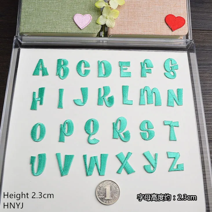 10 pcs 2.3cm height Green color Alphabet Embroidered patches iron on Name Motif Applique hat bag shoe decor embroidery accessory | Дом и сад