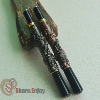 

2 PCS JINHAO 41 ANTIQUE BRASS / COPPER ROLLER BALL PEN DRAGON EMBOSSMENT FREE SHIPPING