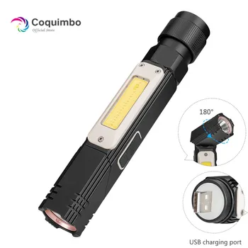 

USB Port Charger LED Flashlight With Magnet Clip 5 Modes Lighting 180 Degree Head Rotation Rechargeable Hunting Torch Lamp