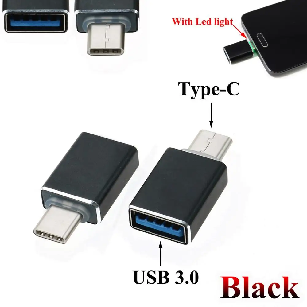 YuXi Тип C штекер USB Женский Кабель адаптер конвертер для USB C к USB 3,0 зарядное устройство штекер OTG адаптер конвертер для телефона Android - Цвет: Black