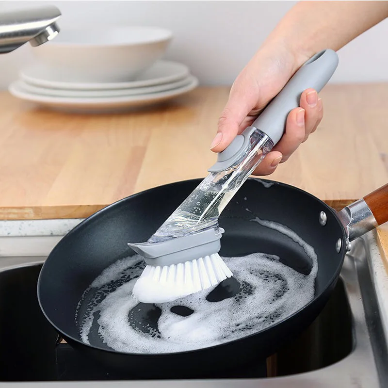 

Dish Washing Tool Kitchen Cleaning Brush Scrubber Washing Dish Bowl With Refill Liquid Soap Replaceable sponge Kitchen Pot