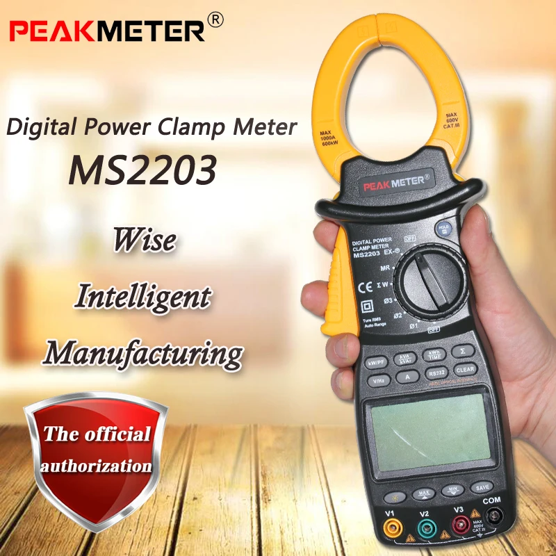 

PEAKMETER MS2203 three-phase digital clamp power meter, true RMS measurement data storage RS232 data transmission PM2203