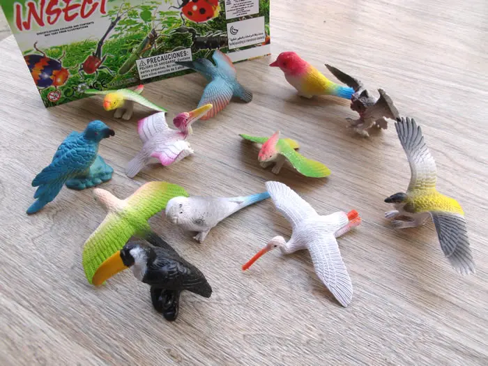 

12pcs Simulation wild animal bird toy model plastic Parrot Eagle Wild goose Owl Magpie Swan figures Children toy gift