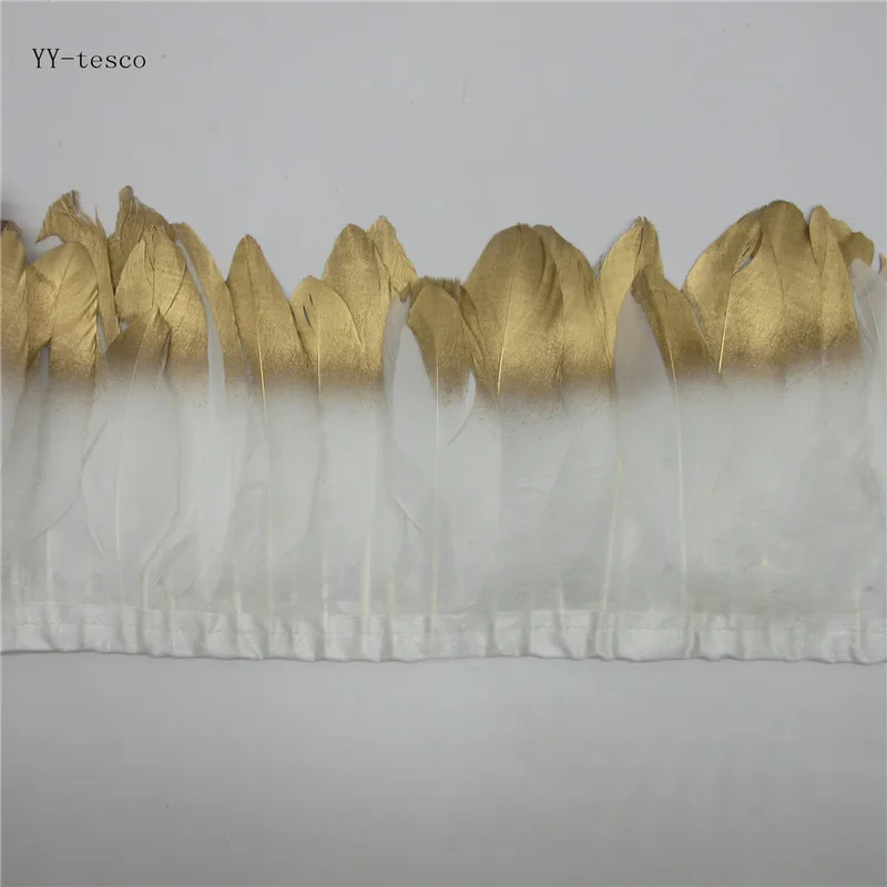 

Wholesale Multi Color Goose feather trims 10 Meters/lot White geese feather ribbons /15-20cm Goose feather fringes High Quality