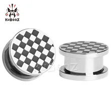 KUBOOZ нержавеющая сталь Твердые клетчатые беруши пирсинг туннели ювелирные расширители тела парные продажи измерительные приборы