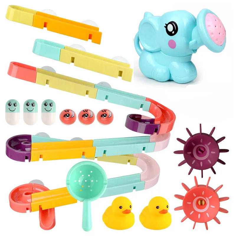 Kids Shower Bath Toys Suction cup track water games toys summer baby play water Bathroom bath shower water toy kit - Цвет: 45PC