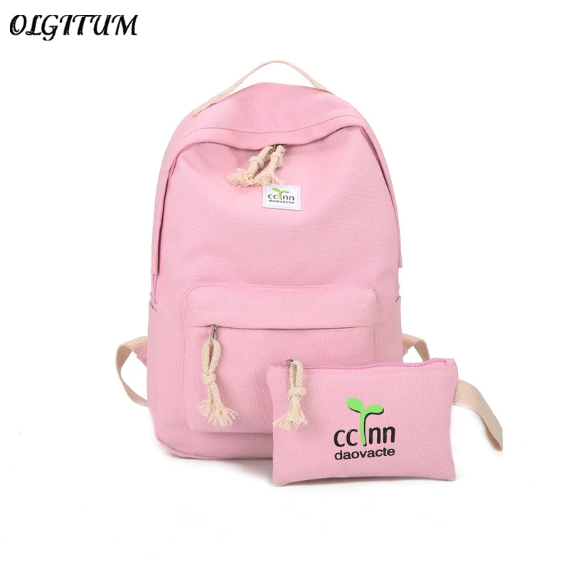 

2 Pcs/Sets Female Backpack 2019 Teen Girls Cute Canvas Backpacks Leisure Travel Backpack Small Fresh Student School Bag Mochila