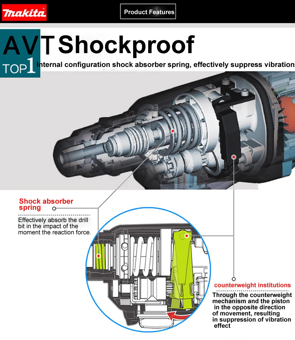 Япония Makita HR2611F молоток 2610 Ударная дрель 2600 многофункциональная 2631F демпфирующая ручная дрель 800 Вт