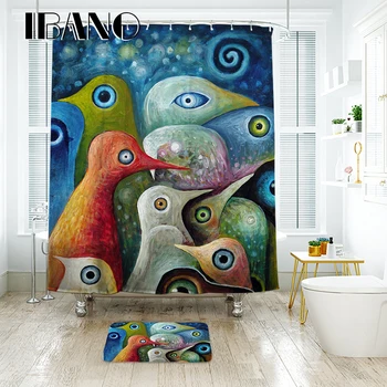 

IBANO Abstract Painting Shower Curtain Waterproof Polyester Fabric Bath Curtain For The Bathroom Decoration With 12pcs Hooks