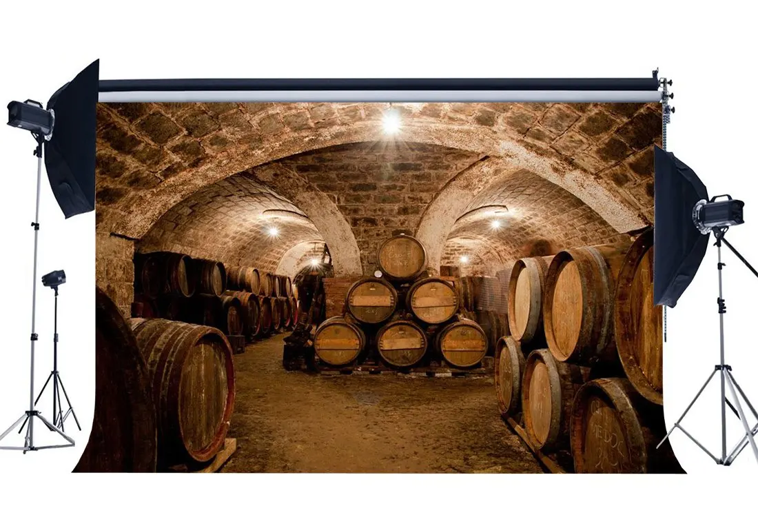 

Old Wine Cellar Backdrop Shabby Barn West Cowboy Backdrops Vintage Cast Barrel Grunge Arch Brick Wall Background