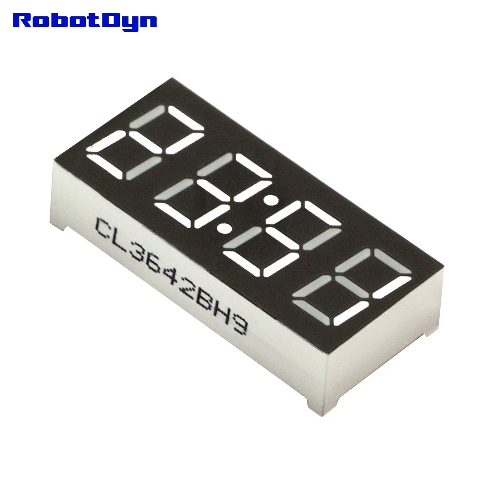 

5pcs = 4-Digit 7-segments LED Display tube, clock/doubledots, Blue, Green, Yellow, Red, White (each 1) disp. size 50x19mm, 0.56"