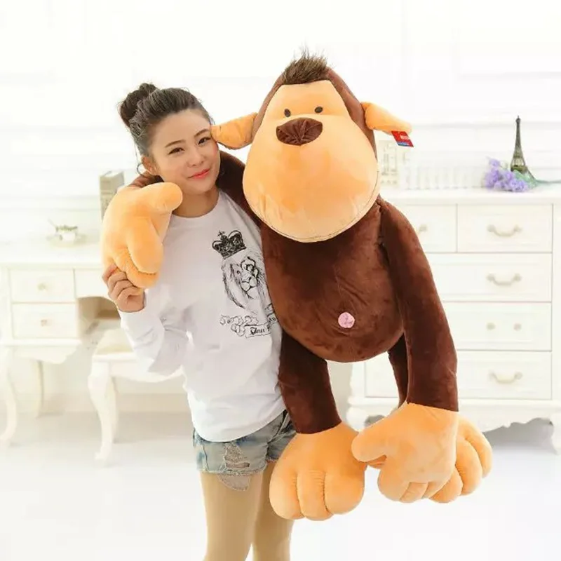 large 110cm font b cute b font brown monkey plush toy soft doll hugging font b