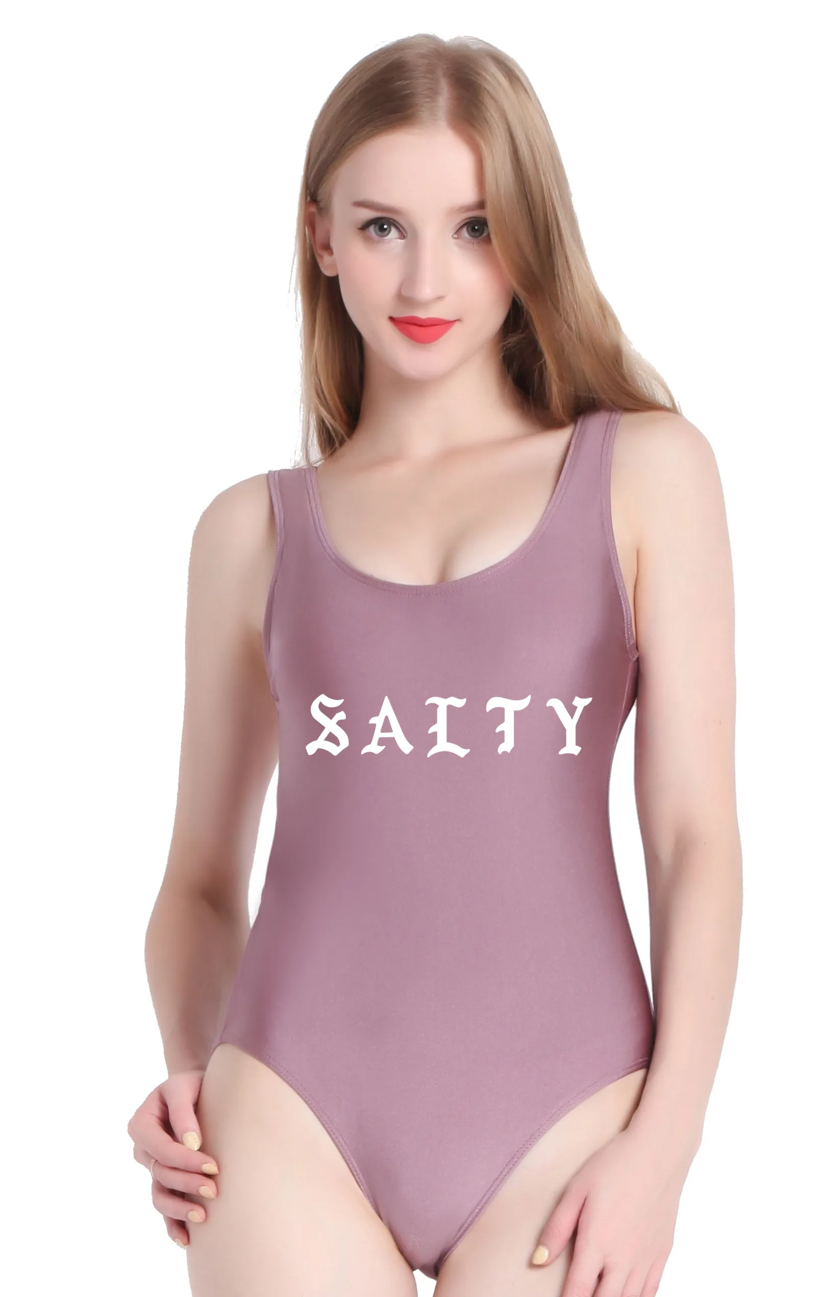 PINJIA SALTY Женский модный сексуальный слитный купальник с высокой талией и надписью и большим размером(S018 - Цвет: Light Brown