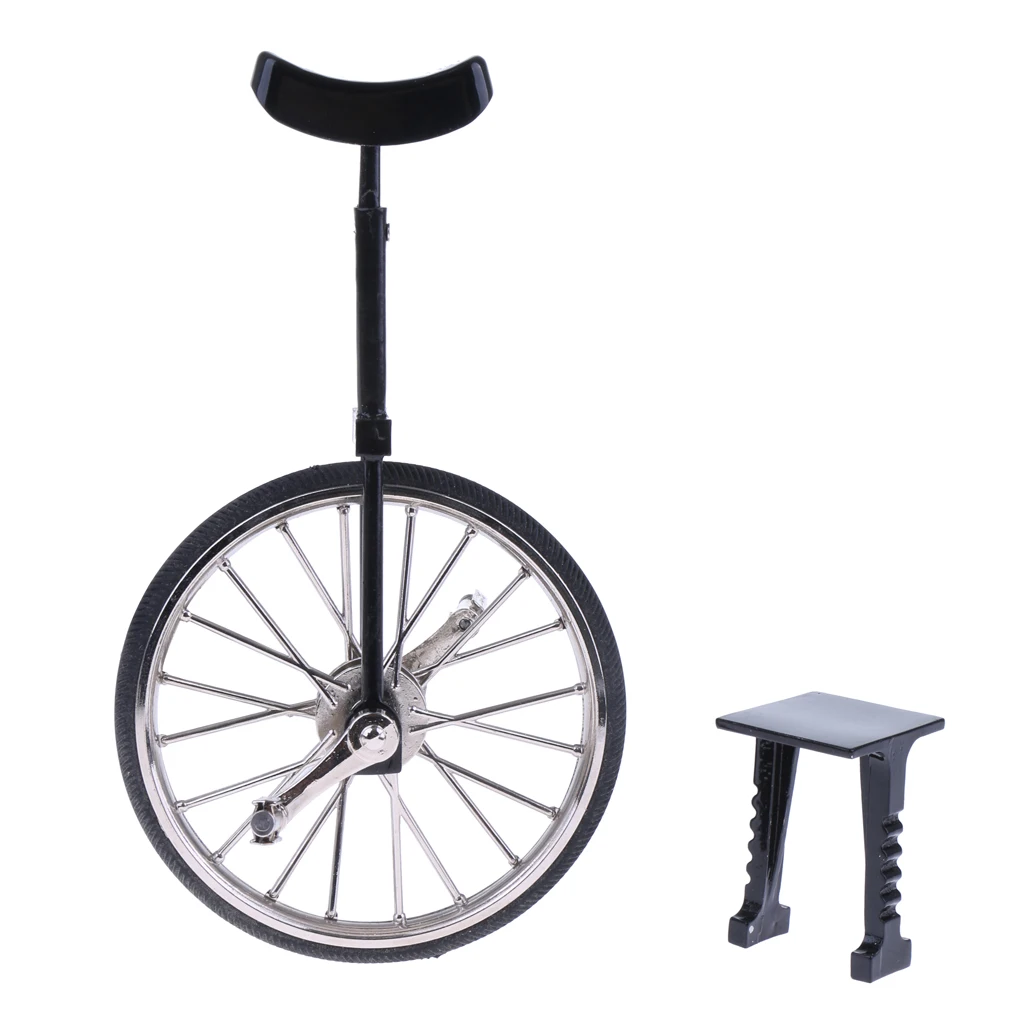 1:10 Minature Alloy Diecast Model Hobby Collection Unicycle Bike Cycle Bicycle Model w/ Stand Replica Kids Pretend Play Toy Gift