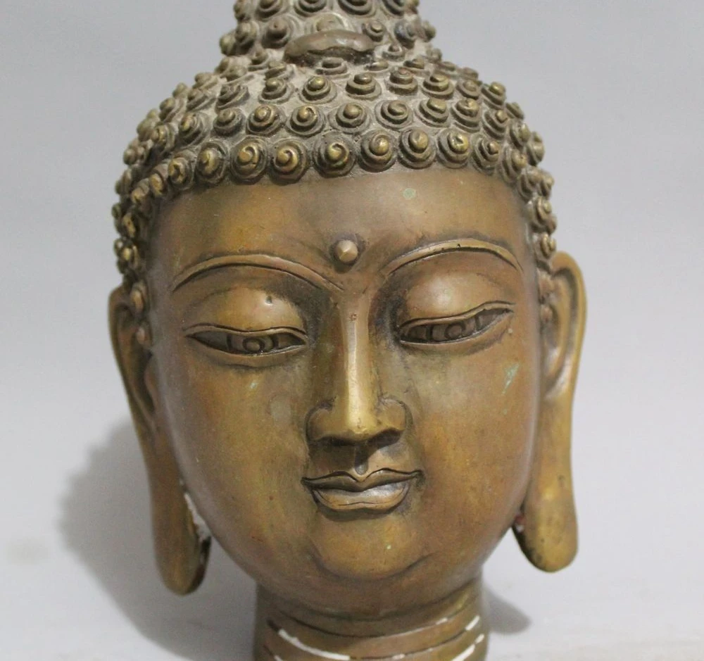 

Folk Tibet Bronze Collect Buddhist Joss Fo Shakyamuni Sakyamuni Head Statue