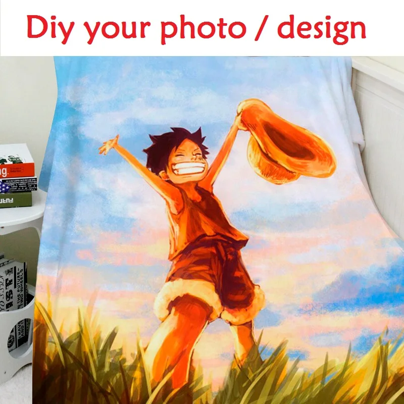 

Blanket Custom Photo Design 150x200cm Flannel Fleece Blanket Anime One Piece Printed Sofa Warm Bed Throw Blanket Adult H Blanket