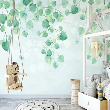 

Custom Any Size Mural Wallpaper 3D Green Leaf Backdrop Wall Home Decor Living Room TV Sofa Bedroom Wall Painting Papel De Parede