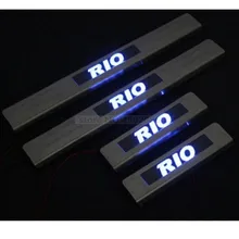 С синий светодиодный светильник из нержавеющей стали скребок/внутренний и внешний створчатый распашный дверь порог для Kia RIO 2010- 4 шт./компл. автозапчасти toyota hilux