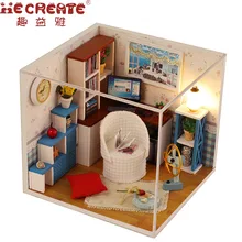 Собрать сделай сам игрушка кукла дом деревянный Miniatura Кукольные домики миниатюрный кукольный домик Игрушечные лошадки с Мебель светодиодный свет подарок на день рождения M003