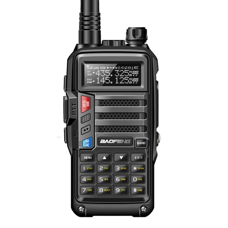 BAOFENG UV-S9 8 Вт Мощный VHF/UHF136-174Mhz& 400-520 МГц двухдиапазонный 10 км утолщенная батарея рация CB радио+ NA-701 - Цвет: black radio