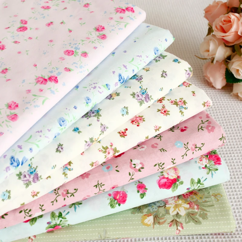 100/% COTTON FABRIC VINTAGE FLORAL ROSES TEA DRESS MATERIAL SEWING DRESSMAKING