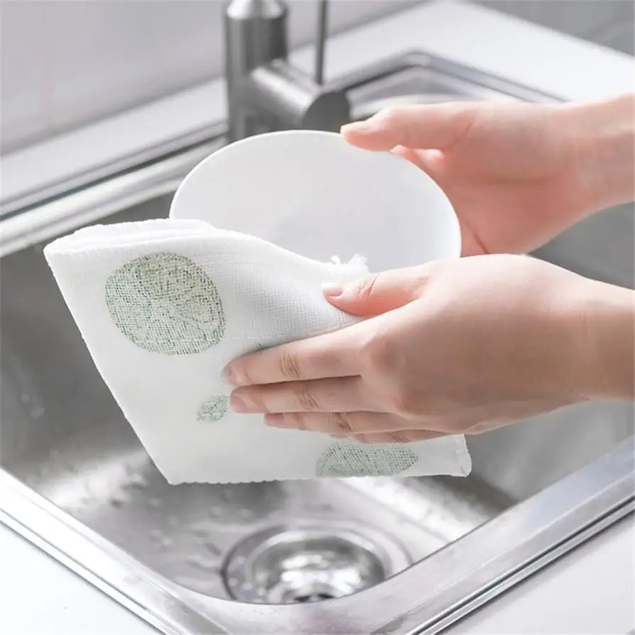 Thickened Wood Fiber Dishwashing Clean Towel Kitchen Absorbent Anti oil