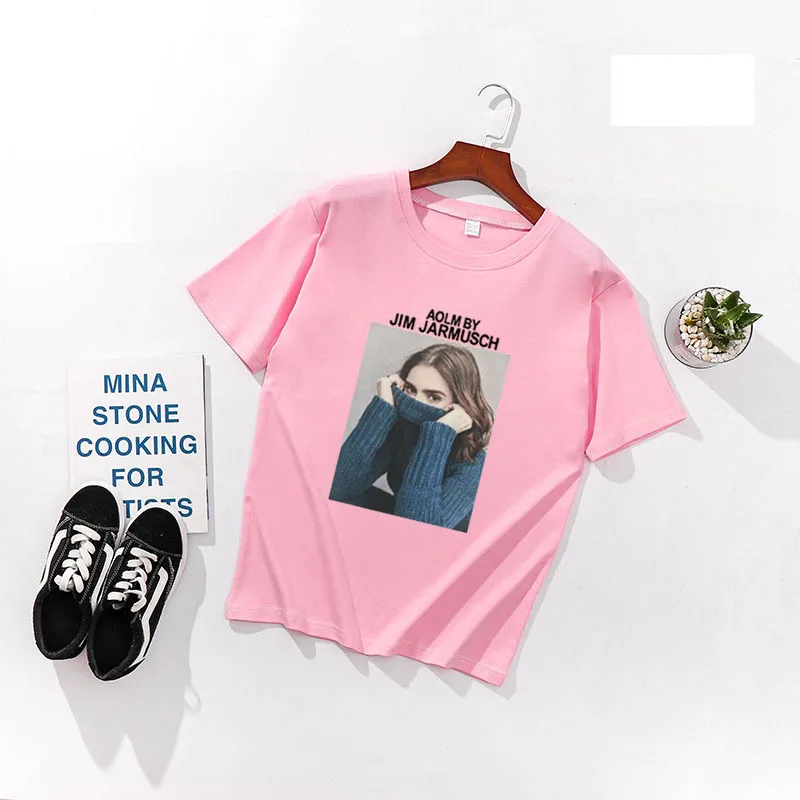 

European American Print Women T shirts Spring Summer Short Sleeve O Neck Cotton Spandex Women Tops Tees Slim Fit Women T-shirts