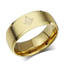 Anillo de acero de titanio Vintage, anillos de icono masónico de color dorado, joyería de Masonería a la moda para hombres, anillos para hombre, joyas ouro