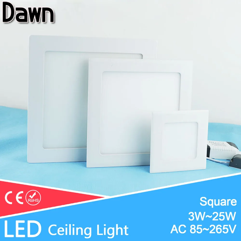 

Ultra Thin Square LED Panel Light 3w 4w 6w 9w 12w 15w 18w 25w AC 220V Ceiling Recessed Ceiling led light lamp Lighting Spot Tube