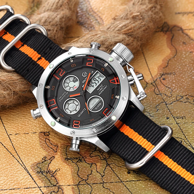 Günstig GOLDENHOUR Sport Uhren Männer Analog Digital Armee Militärische Led anzeige Männer Uhren Uhr Männliche Quarzuhr Relogio Masculino