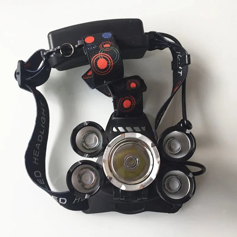 JEANIGHT налобный фонарь Мощный CREE 5 * LED XML T6 Фара 20000 люмен Zoom водонепроницаемый