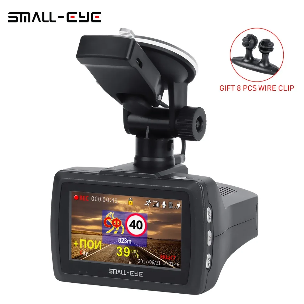 

SMALL-EYE 3 IN 1 Car DVR Camera Radar Detector Gps Ambarella A7 FULL HD 1296P Video Recorder logger Dash cam 170 Degree GPS