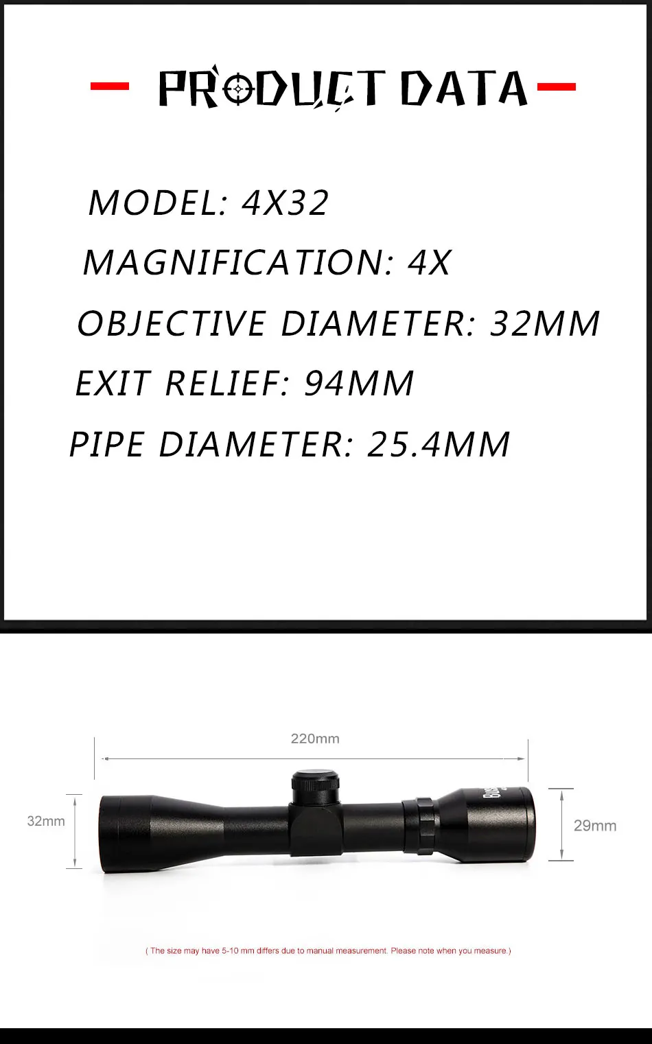 LUGER 4X32 короткая тактическая воздушная винтовка Оптика прицел охотничий прицел крест-волос сетка прицел с 20 мм 11 мм рельсы крепления