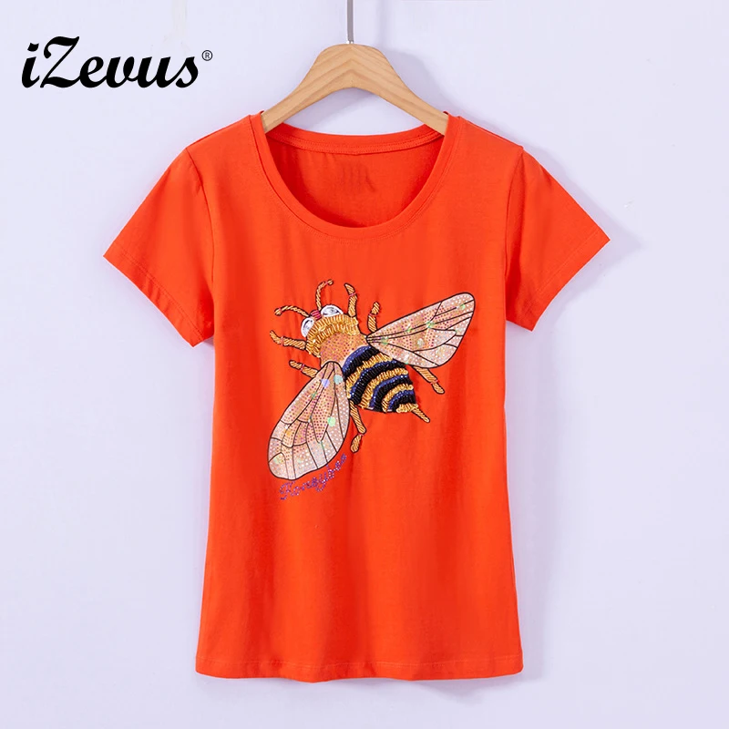 

T-shirt Woman Clothes plus size 4XL Women Clothing Beading studded Diamond Sequins T Shirt Women Spring Basic Tee Shirt Ladies
