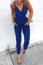 2019 New Autumn Solid High Waist Women Jumpsuits fashion Sexy Deep V neck Crisscross Wrap Tie Waist Wide Leg Cami Jumpsuit