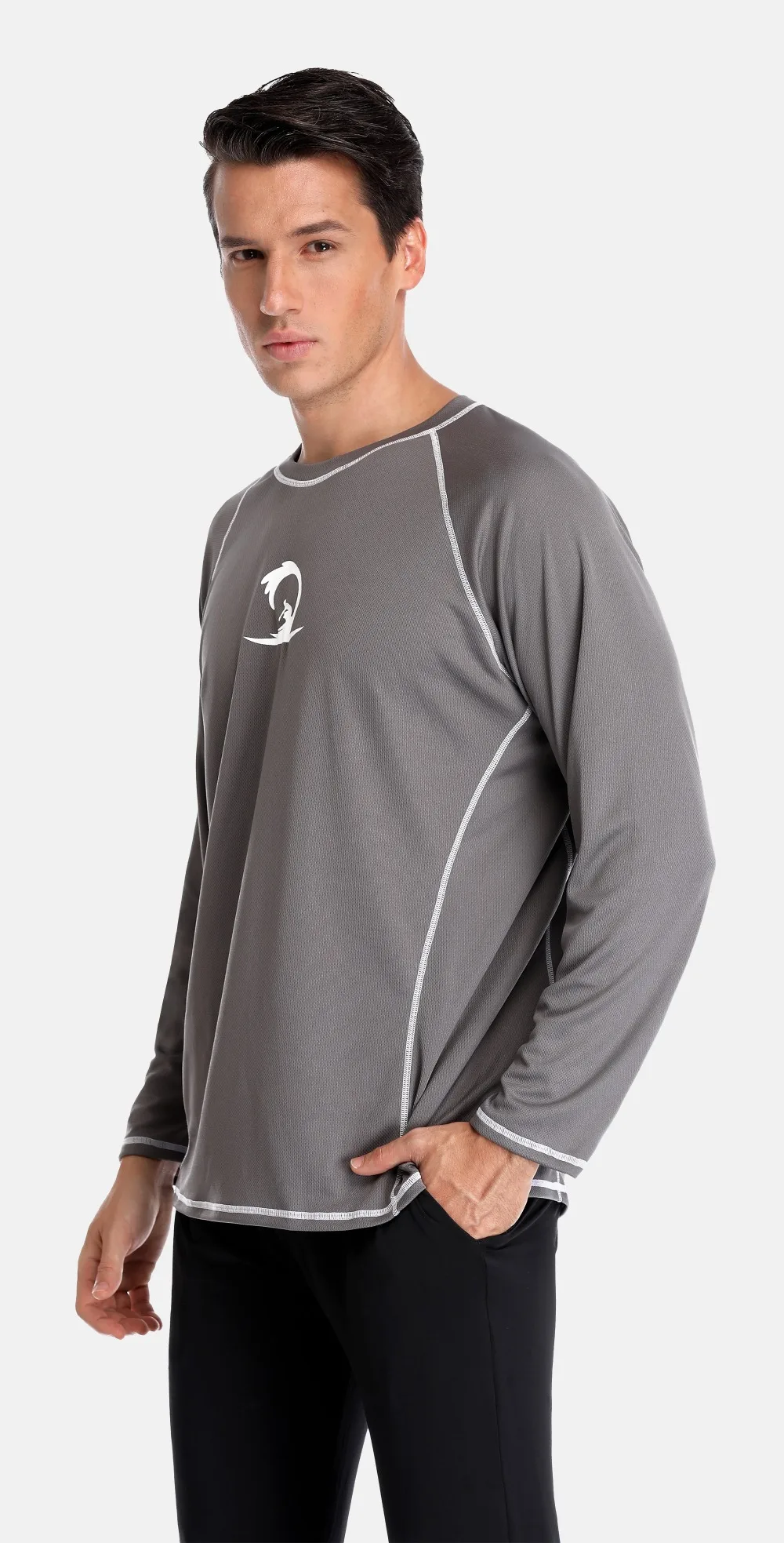 Charmleaks Мужская походная рубашка Рашгард сухой-Fit с длинным рукавом рубашки для бега свободный крой Рашгард Топ UPF 50+ дышащая пляжная одежда