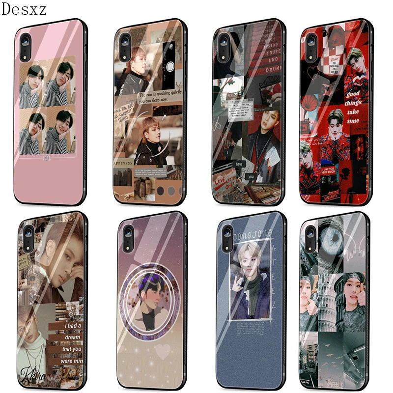 

Mobile Phone Case Glass For iPhone 7 8 6 6S X XS Max XR 5 5S SE Cover ATEEZ HongJoong Shell Casing