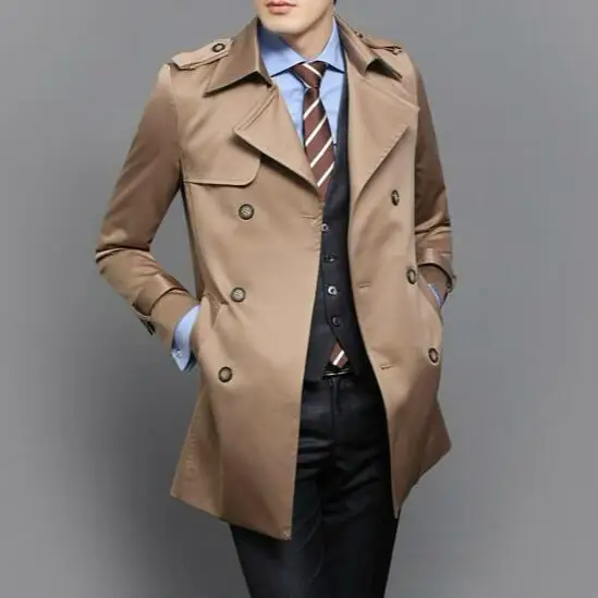 Black blue khaki plus size S - 9XL spring autumn mens trench coat men business casual fashion double-breasted youth jacket men