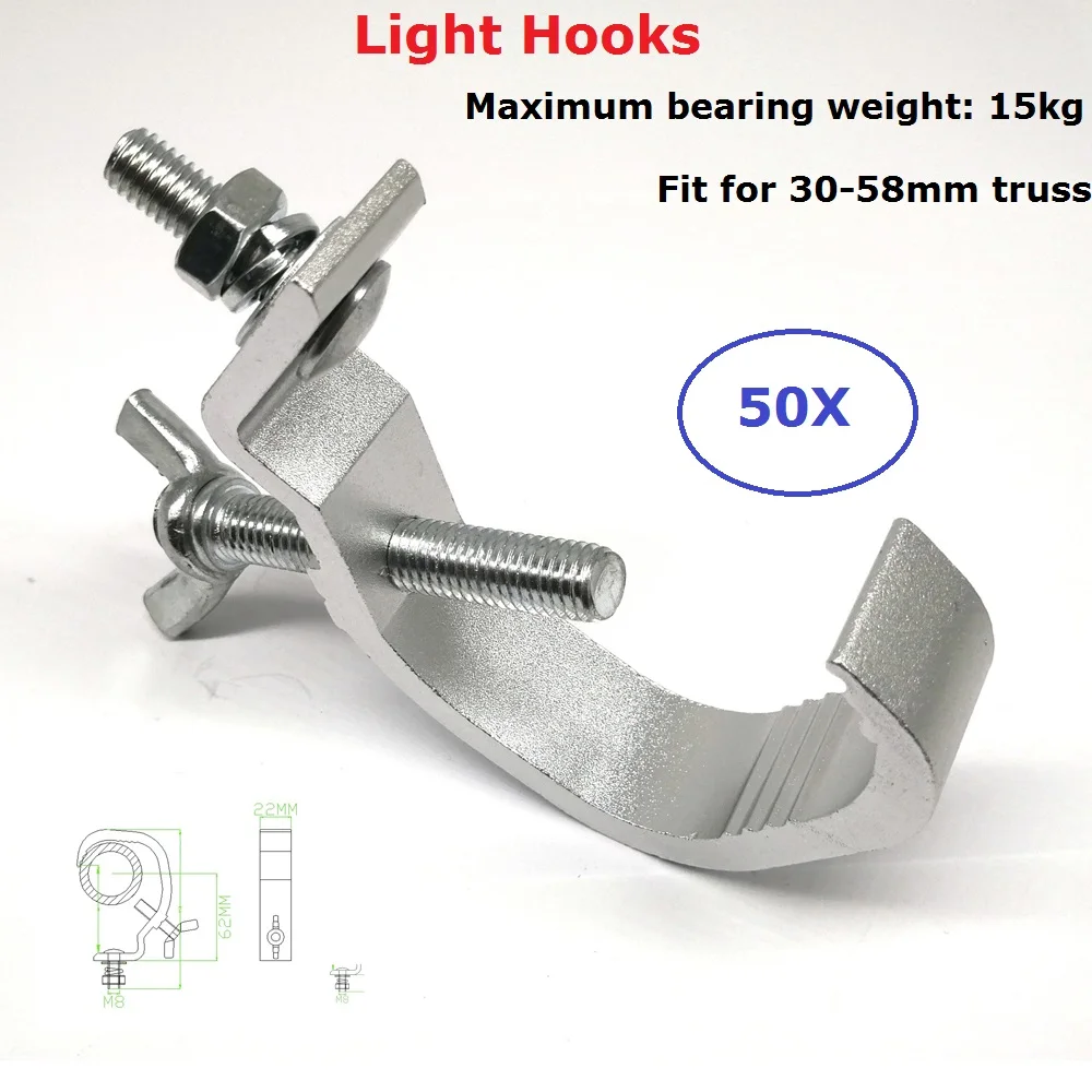 

50 Pack Free Shipping Stage Light Hooks 15KG LED Par Light Clamp Aluminum Material DMX Moving Head Lights Hanging Hooks