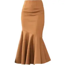 Женская юбка, Женская шерстяная юбка с оборками, Модная элегантная юбка в офис, для работы, посылка в стиле «русалка»