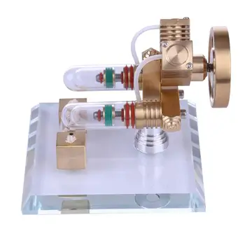 

V Shape Free-piston Double-cylinder Stirling Engine Model High-end Creative Gifts for Collection Home Decor Kits