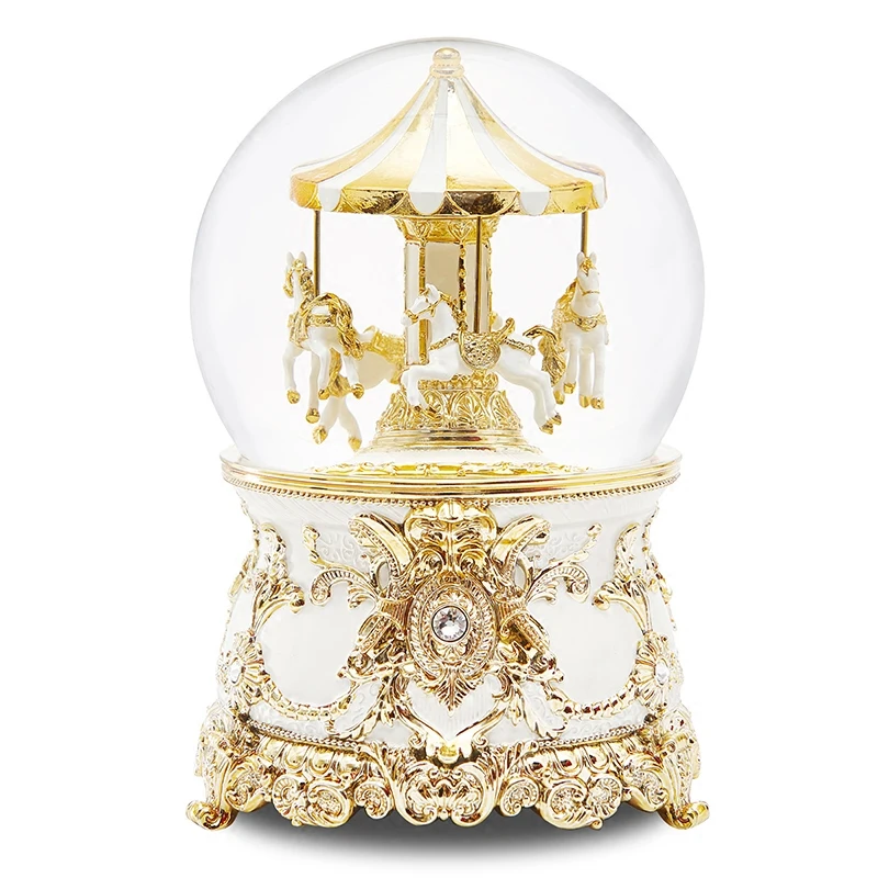 

music Box Music box Crystal ball Carousel Send girls and children birthday gifts Snow creative Free shipping