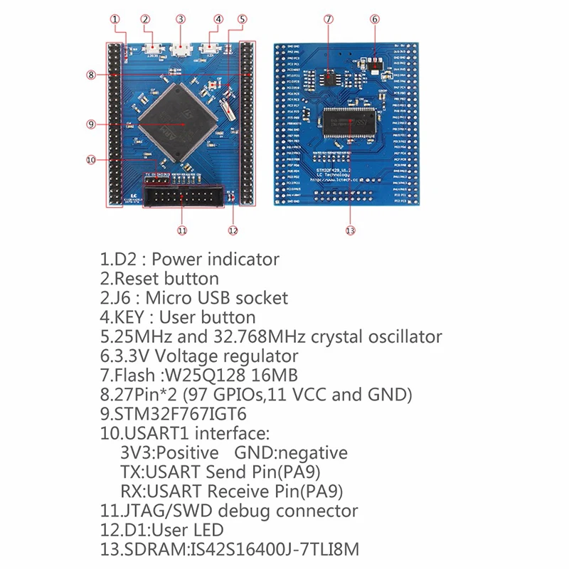 STM32F767 макетная плата Cortex-M7 STM32F767IGT6 STM32 контроллер маленькая системная плата макетная плата